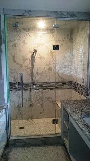 Glass panels on shower